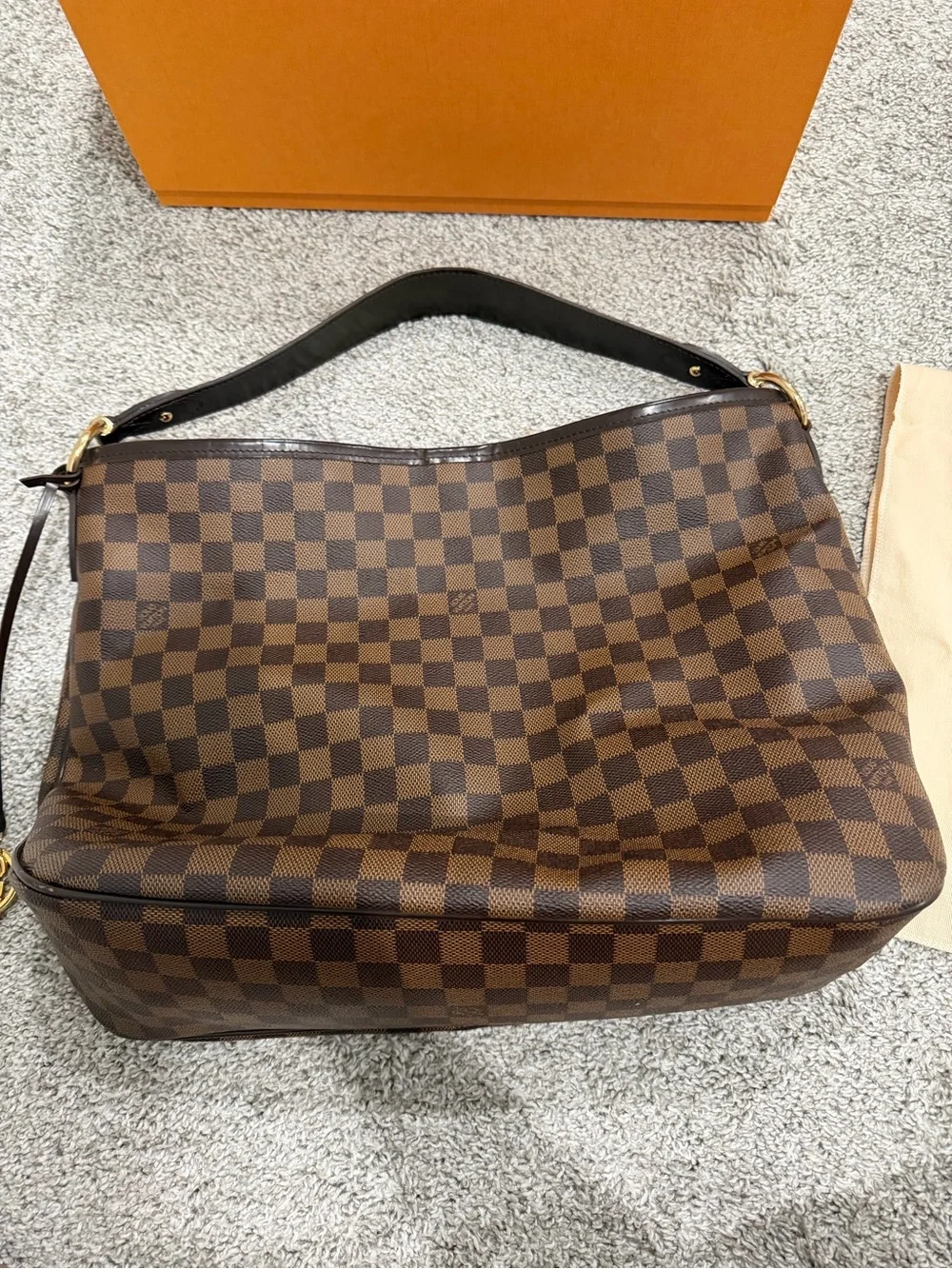 Louis Vuitton Damier Ebene Hobo Shoulder Bag - Dark Brown Check